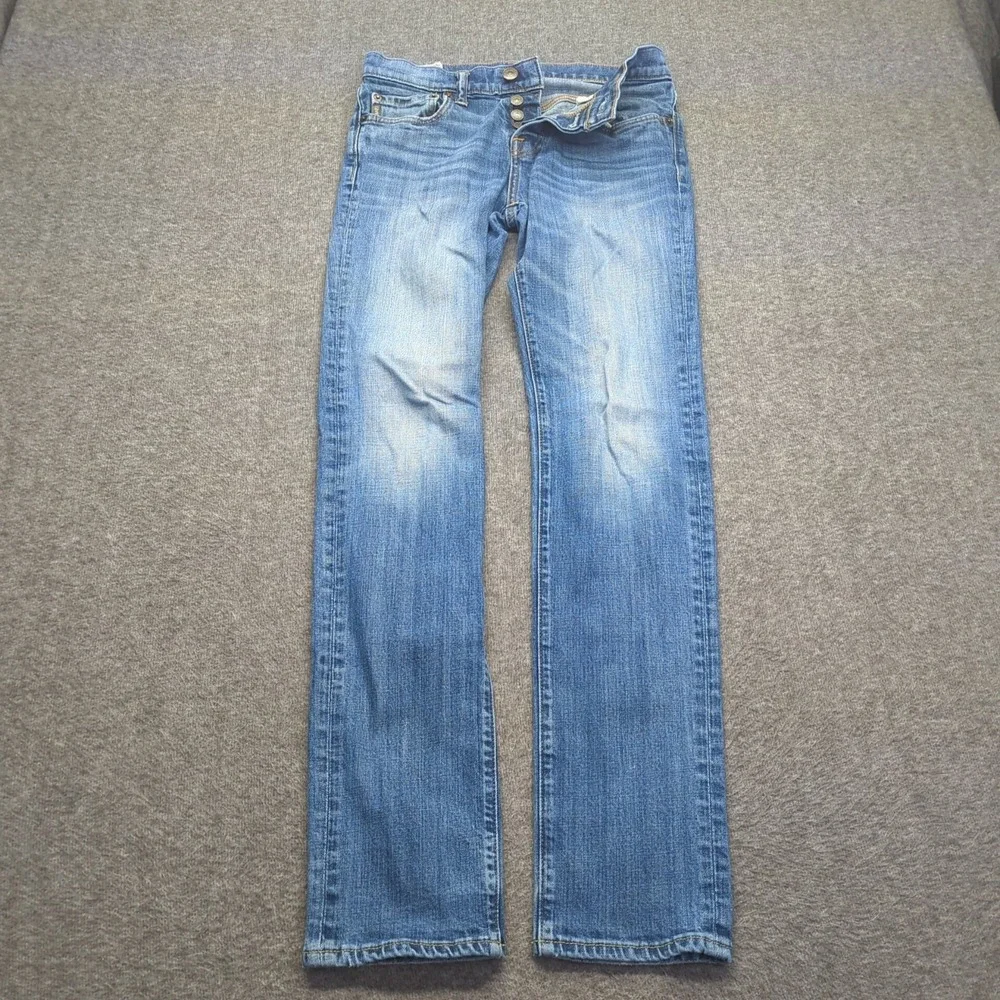 Abercrombie Fitch Jeans Mens 30x32 Blue Skinny Button Fly Casual Faded